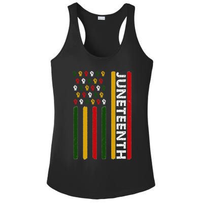 Juneteenth Flag With Fists Ladies PosiCharge Competitor Racerback Tank