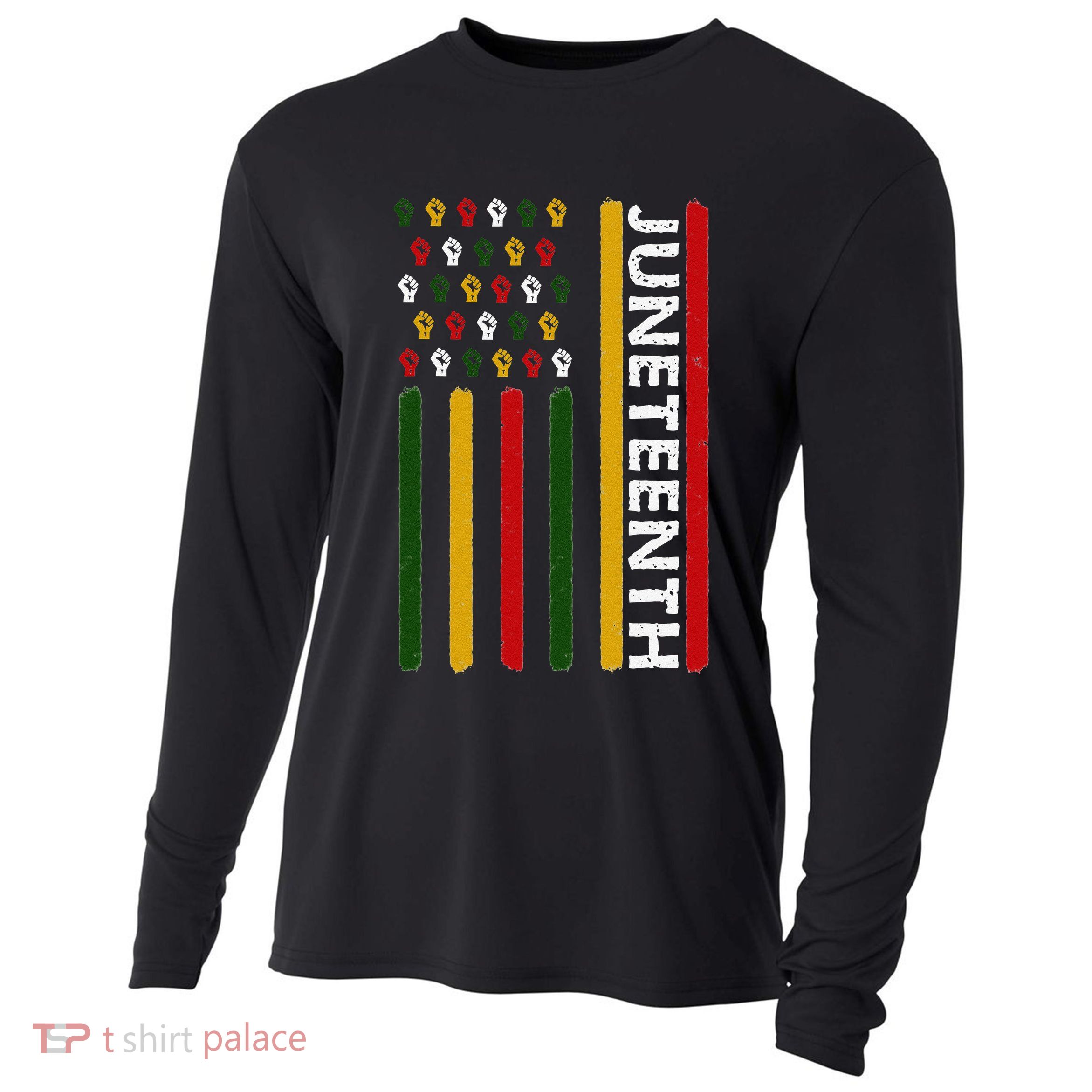 Juneteenth Flag With Fists Cooling Performance Long Sleeve Crew
