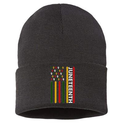 Juneteenth Flag With Fists Sustainable Knit Beanie