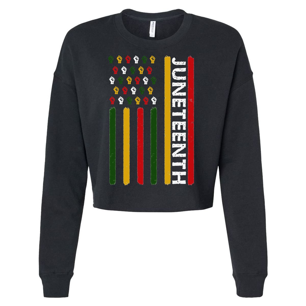 Juneteenth Flag With Fists Cropped Pullover Crew