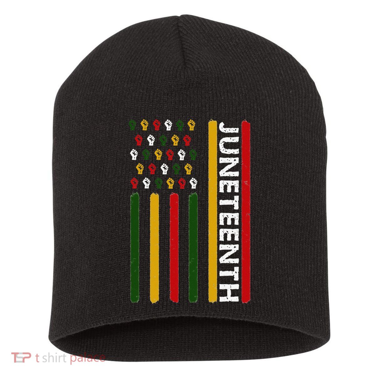 Juneteenth Flag With Fists Short Acrylic Beanie