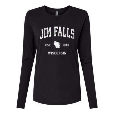 Jim Falls Wisconsin Wi Vintage Athletic Womens Cotton Relaxed Long Sleeve T-Shirt