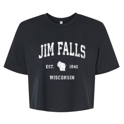 Jim Falls Wisconsin Wi Vintage Athletic Bella+Canvas Jersey Crop Tee