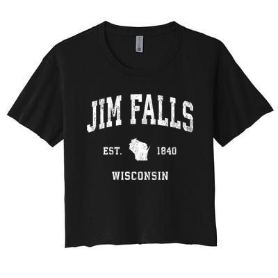 Jim Falls Wisconsin Wi Vintage Athletic Women's Crop Top Tee