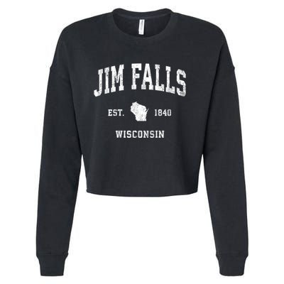 Jim Falls Wisconsin Wi Vintage Athletic Cropped Pullover Crew