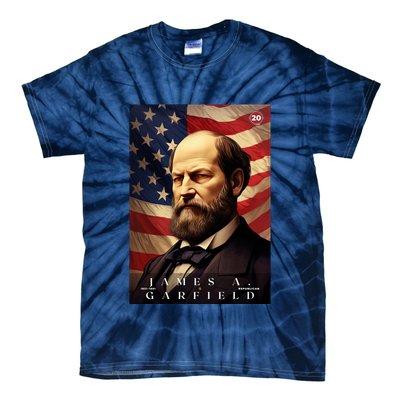 James Garfield 20th President Of The United States Portrait Tie-Dye T-Shirt