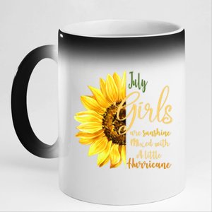 July Girls Are Sunshine Mixed Little Hurricane Sunflower Gift 11oz Black Color Changing Mug