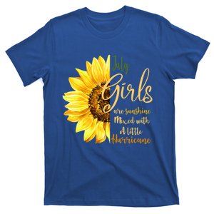 July Girls Are Sunshine Mixed Little Hurricane Sunflower Gift T-Shirt