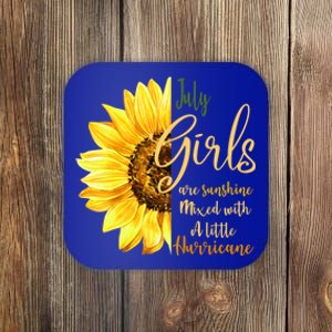 July Girls Are Sunshine Mixed Little Hurricane Sunflower Gift Coaster