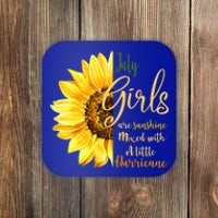 July Girls Are Sunshine Mixed Little Hurricane Sunflower Gift Coaster