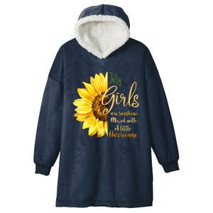 July Girls Are Sunshine Mixed Little Hurricane Sunflower Gift Hooded Wearable Blanket