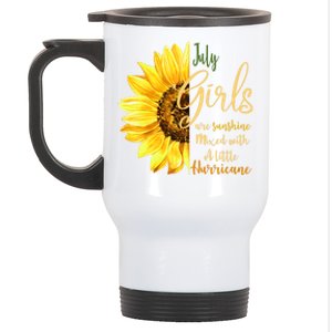 July Girls Are Sunshine Mixed Little Hurricane Sunflower Gift Stainless Steel Travel Mug