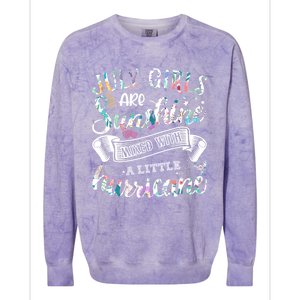 July Girls Are Sunshine Mixed Little Hurricane Gift Colorblast Crewneck Sweatshirt