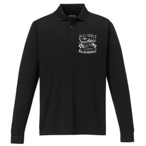 July Girls Are Sunshine Mixed Little Hurricane Gift Performance Long Sleeve Polo