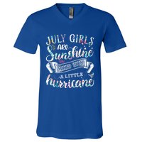 July Girls Are Sunshine Mixed Little Hurricane Gift V-Neck T-Shirt