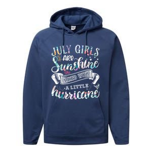 July Girls Are Sunshine Mixed Little Hurricane Gift Performance Fleece Hoodie