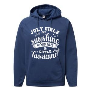 July Girls Are Sunshine Mixed Little Hurricane Great Gift Performance Fleece Hoodie