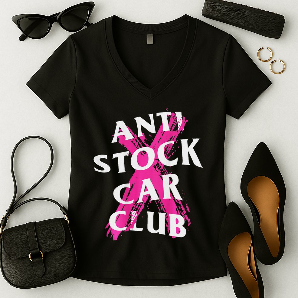 Jdm Goods Anti Stock Car Club Canceled Logo Women's V-Neck T-Shirt