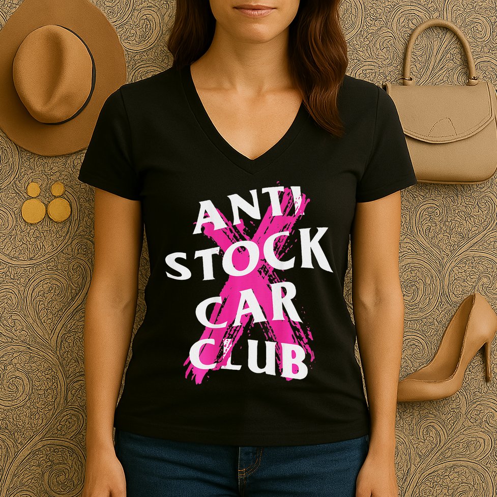 Jdm Goods Anti Stock Car Club Canceled Logo Women's V-Neck T-Shirt