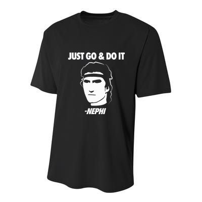 Just Go And Do It Nephi Funny Mormon Lds Missionary Gift Youth Performance Sprint T-Shirt