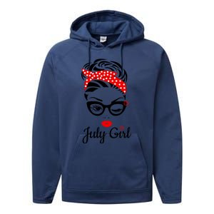 July Girl Birthday For Women Girl Born July Birthday Performance Fleece Hoodie