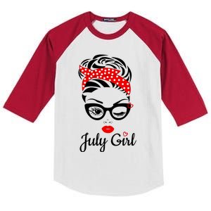 July Girl Birthday For Women Girl Born July Birthday Kids Colorblock Raglan Jersey