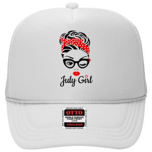 July Girl Birthday For Women Girl Born July Birthday High Crown Mesh Back Trucker Hat