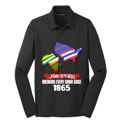 Juneteenth Gift Breaking Chains Since 1865 Independence Day Gift Silk Touch Performance Long Sleeve Polo