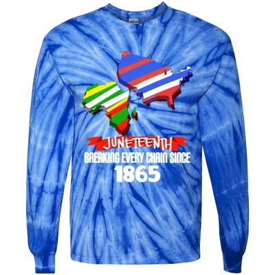 Juneteenth Gift Breaking Chains Since 1865 Independence Day Gift Tie-Dye Long Sleeve Shirt