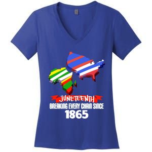 Juneteenth Gift Breaking Chains Since 1865 Independence Day Gift Women's V-Neck T-Shirt