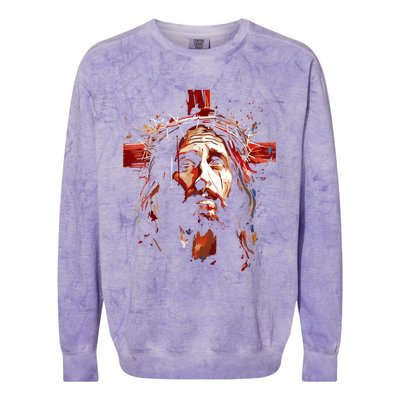 Jesus God Cross Christian Colorful Artwork Christian Faith Colorblast Crewneck Sweatshirt