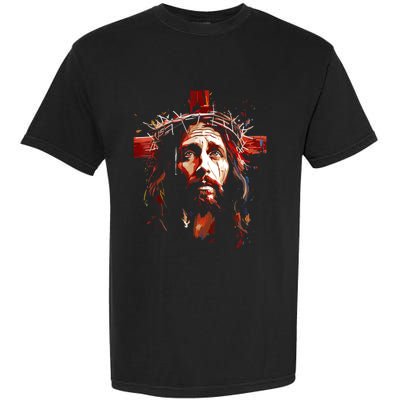 Jesus God Cross Christian Colorful Artwork Christian Faith Garment-Dyed Heavyweight T-Shirt