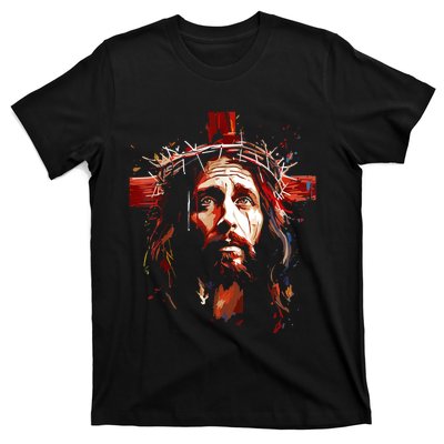 Jesus God Cross Christian Colorful Artwork Christian Faith T-Shirt