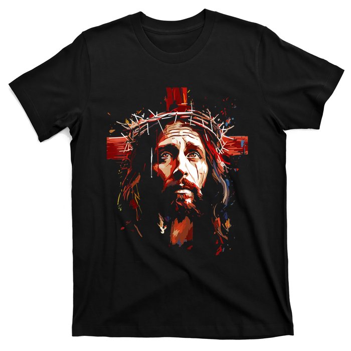 Jesus God Cross Christian Colorful Artwork Christian Faith T-Shirt