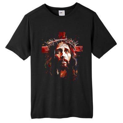 Jesus God Cross Christian Colorful Artwork Christian Faith Tall Fusion ChromaSoft Performance T-Shirt