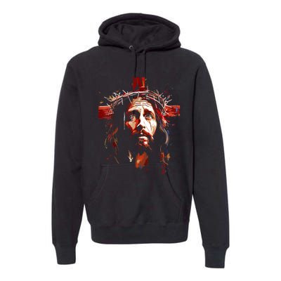 Jesus God Cross Christian Colorful Artwork Christian Faith Premium Hoodie