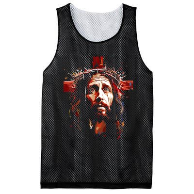 Jesus God Cross Christian Colorful Artwork Christian Faith Mesh Reversible Basketball Jersey Tank