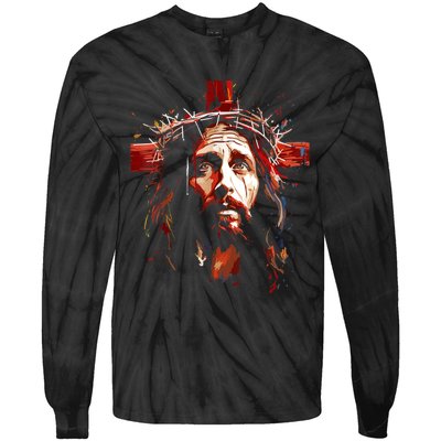 Jesus God Cross Christian Colorful Artwork Christian Faith Tie-Dye Long Sleeve Shirt