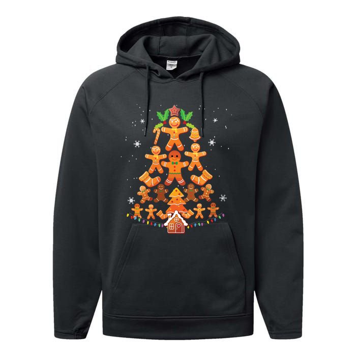 Jolly Gingerbread Christmas Tree Gingerbread Decor Performance Fleece Hoodie