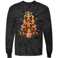 Jolly Gingerbread Christmas Tree Gingerbread Decor Tie-Dye Long Sleeve Shirt