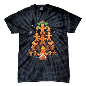 Jolly Gingerbread Christmas Tree Gingerbread Decor Tie-Dye T-Shirt