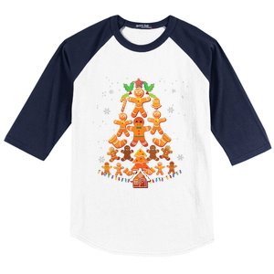 Jolly Gingerbread Christmas Tree Gingerbread Decor Baseball Sleeve Shirt