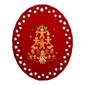 Jolly Gingerbread Christmas Tree Gingerbread Decor Ceramic Oval Ornament