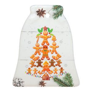 Jolly Gingerbread Christmas Tree Gingerbread Decor Ceramic Bell Ornament