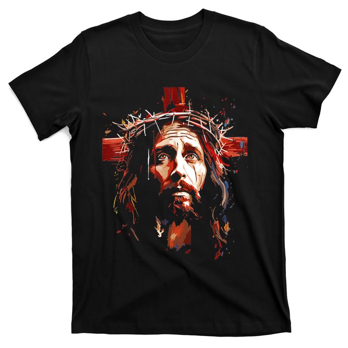 Jesus God Cross Christian Colorful Artwork Christian Faith T-Shirt