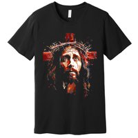 Jesus God Cross Christian Colorful Artwork Christian Faith Premium T-Shirt