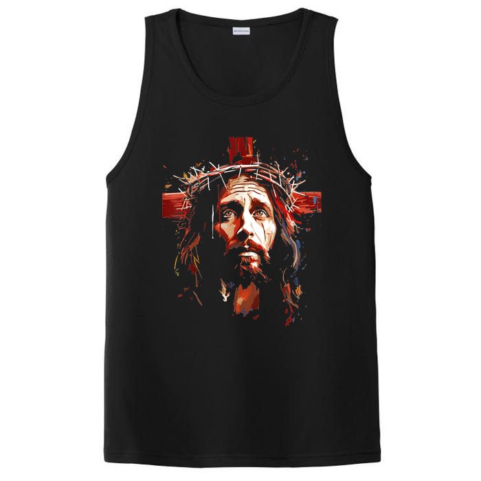 Jesus God Cross Christian Colorful Artwork Christian Faith PosiCharge Competitor Tank