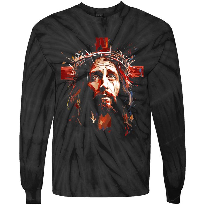 Jesus God Cross Christian Colorful Artwork Christian Faith Tie-Dye Long Sleeve Shirt