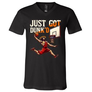 Just Got Dunked Jesus Dunking Baptism V-Neck T-Shirt