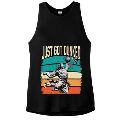 Just Got Dunked Jesus Dunking Baptism Playing Basketball Ladies PosiCharge Tri-Blend Wicking Tank